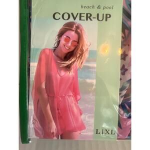 BLUE STAR BEACH AND POOL COVER UP SIZE L/XL WITH CARRY BAG NEW PACKAGE PINK BLUE
